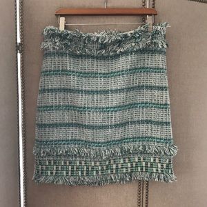 Tory Burch tweedy, aqua and white skirt.